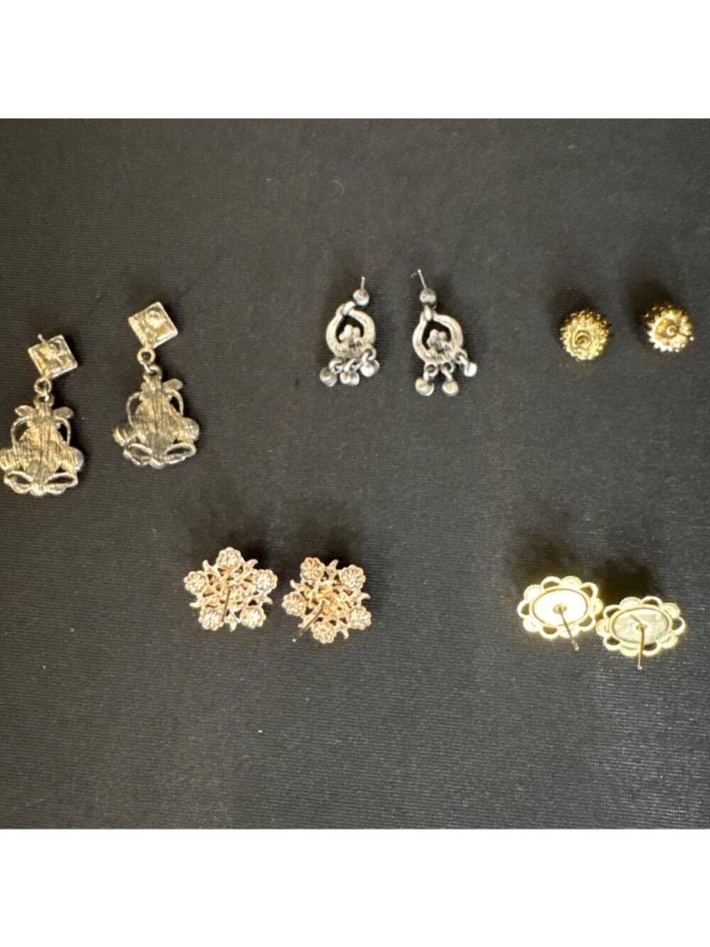 Vintage Dangle Earring Lot of 5 Studs & Dangling Gemstones Costume Earrings - Picture 16 of 16